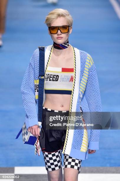 Ruth Bell walks the runway at the Tommy Hilfiger show during Milan Fashion Week Fall/Winter 2018/19 on February 25, 2018 in Milan, Italy.