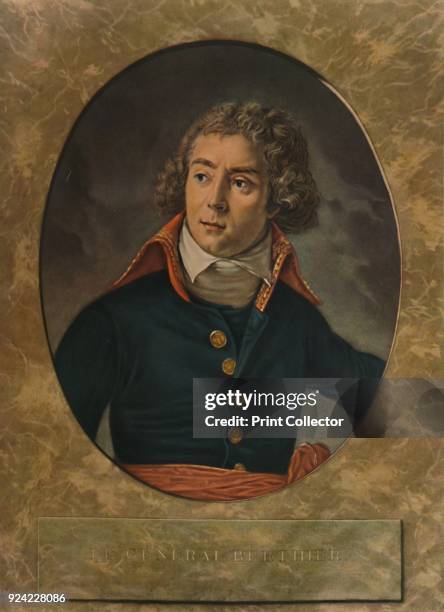 'Le General Berthier', late 18th century, . Louis Alexandre Berthier, , French general. After Antoine-Jean Gros . From French Colour-Prints of the...