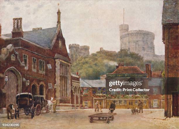 'The Round Tower and the South-Western Railway Station', c1900. Windsor, Berkshire, UK Artist William Biscombe Gardner.