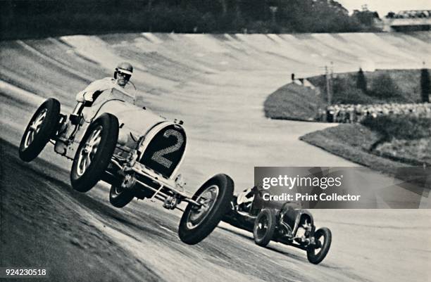 Earl Howe and Sir Henry Birkin racing at Brooklands', 1937. Sir Henry Ralph Stanley Tim Birkin, 3rd Baronet and Francis Richard Henry Penn Curzon,...