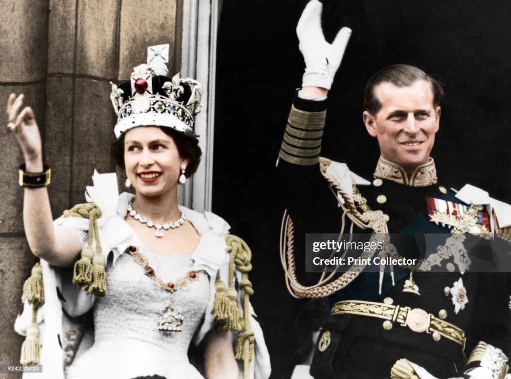 Queen Elizabeth Ii And The Duke Of Edinburgh On Their Coronation Day