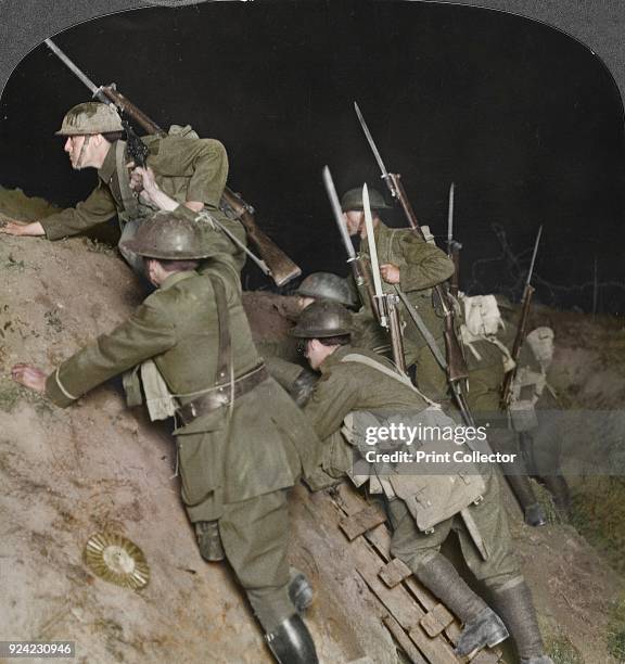 'Fighting throught the night at Mory', France, World War I, c1914-c1918. From a box set of stereoscopic cards titled 'The Great War'. . Artist...