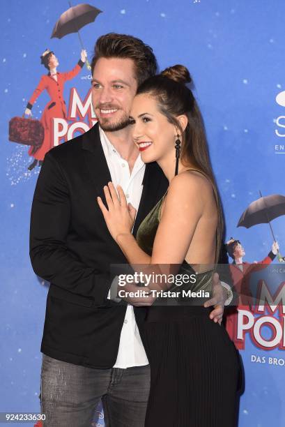 Sebastian Pannek and his girlfriend Clea-Lacy Juhn attend the 'Mary Poppins' Musical Premiere at Stage Theater on February 25, 2018 in Hamburg,...