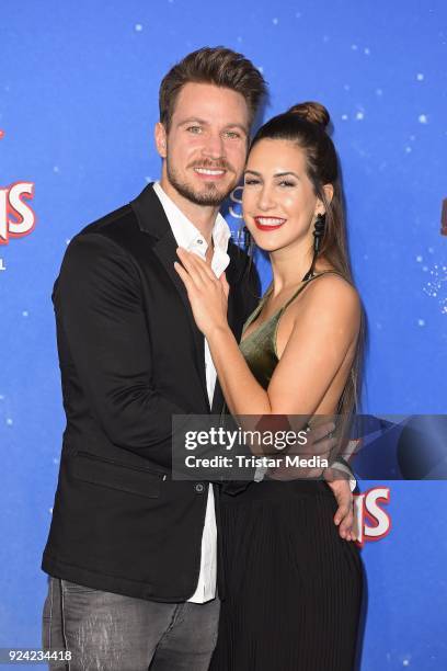 Sebastian Pannek and his girlfriend Clea-Lacy Juhn attend the 'Mary Poppins' Musical Premiere at Stage Theater on February 25, 2018 in Hamburg,...