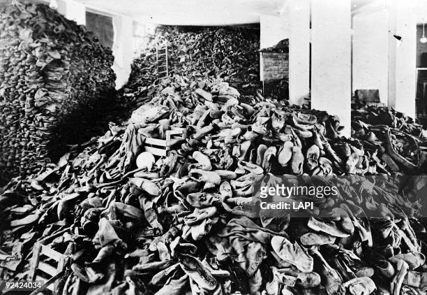 War 1939-1945: Auschwitz's concentration camp: the hangar of shoes.