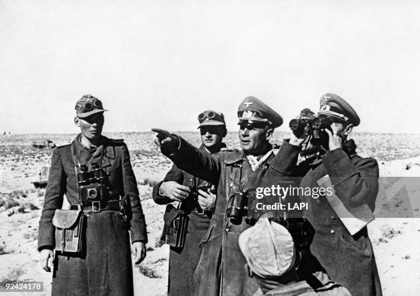 World War II. Erwin Rommel , German Marshal, on the front of Tunisia, March 1943.