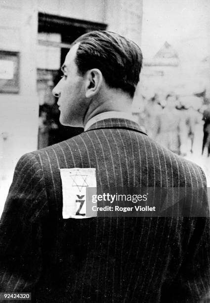 World War II. Jew from Croatia wearing the yellow badge and a Z, first letter for "Jewish" in Croatian , after the invasion of Yugoslavia.