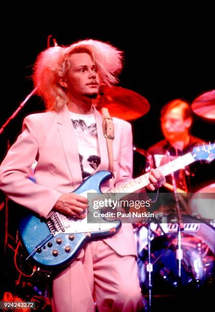 Guitarist Gary McDowell and drummer Richard Brown of Modern English perform at the Park West in Chicago, Illinois, May 6, 1983.