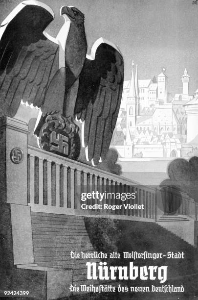 Nazi Germany. Nuremberg with an eagle and the swastika, 1937.
