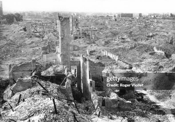 World War II. Ruins of the Warsaw Ghetto after the uprising, 1943.