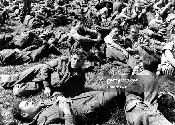 World War II. English raid on Dieppe . English prisoners, on August 19, 1942.