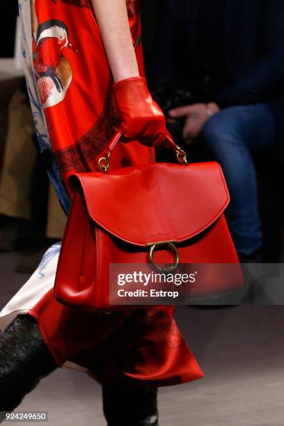 Bag detail at the Salvatore Ferragamo show during Milan Fashion Week Fall/Winter 2018/19 on February 24, 2018 in Milan, Italy.