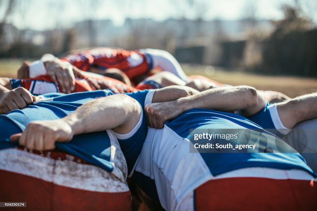 Rugby players in action