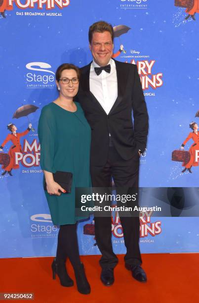 Tetje Mierendorf and Cornelia Mierendorf attend "Mary Poppins" Musical Premiere at Stage Theater an der Elbe on February 25, 2018 in Hamburg, Germany.