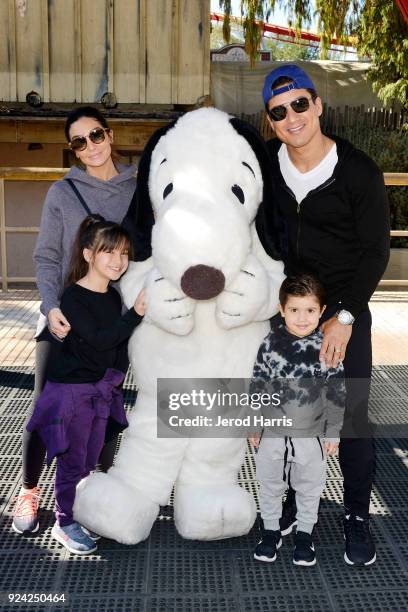 Mario Lopez and Family Attend Knotts Peanuts Celebration at Knotts Berry Farm on February 25, 2018 in Buena Park, California.