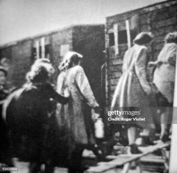 World War II. Jews from the Warsaw Ghetto leaving for concentration camps, 1942-1943.