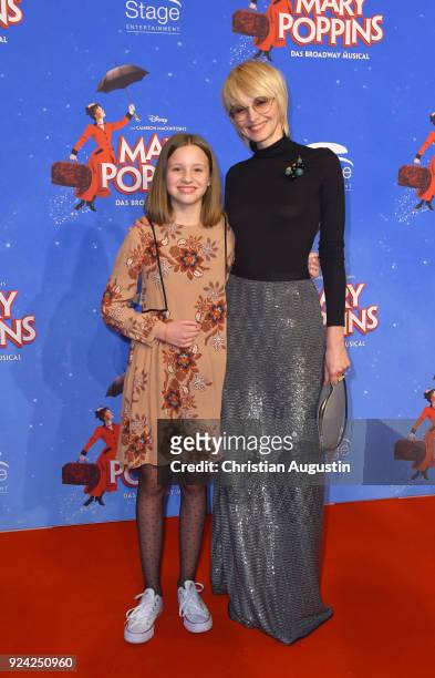 Susan Atwell and her daughter Ava attend "Mary Poppins" Musical Premiere at Stage Theater an der Elbe on February 25, 2018 in Hamburg, Germany.