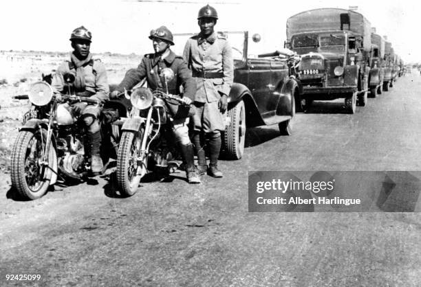 World War II. French motorized troops in Syria, near the Palestinian border, June 1941.