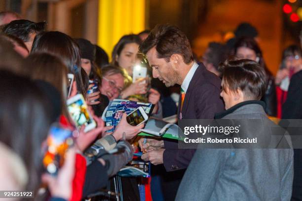 David Tennant signs autographs to fans at the European Premiere of 'You, Me and Him' during the 14th Glasgow Film Festival at Glasgow Film Theatre on...