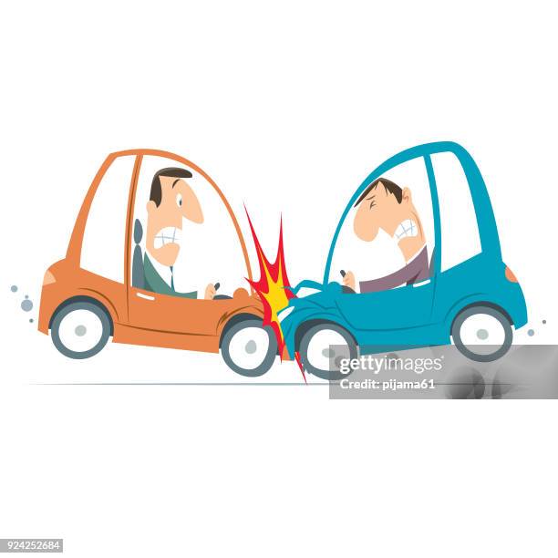 ilustraciones, imágenes clip art, dibujos animados e iconos de stock de accidente de coche de dibujos animados - accidente de automóvil