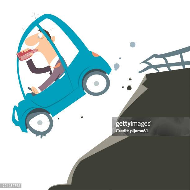 stockillustraties, clipart, cartoons en iconen met dronken bestuurder - op hol geslagen voertuig