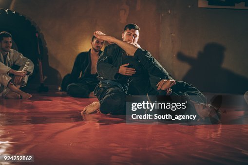 兩名練習武術的年輕人 兩名練習武術的年輕人