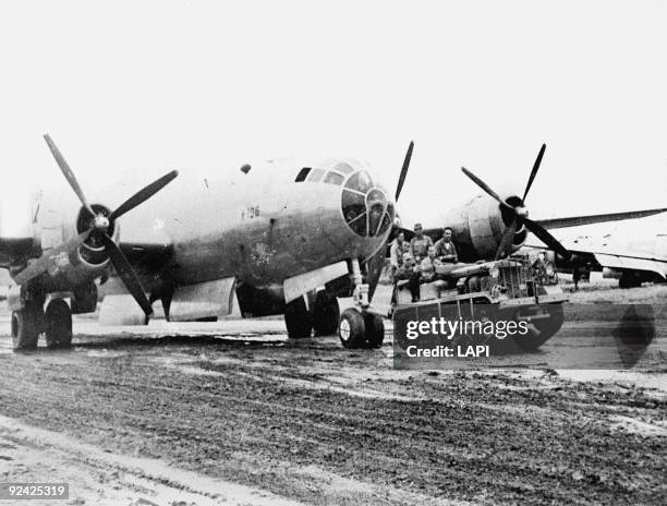World War II. American bomber "Flying Battes" B-29 Superfortress.