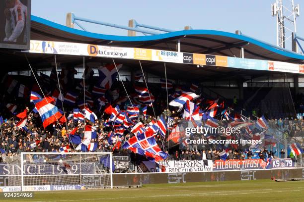 Willem II stadium supporters of Willem II during the Dutch Eredivisie match between Willem II v Roda JC at the Koning Willem II Stadium on February...