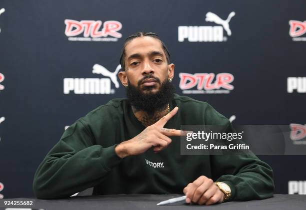 Rapper Nipsey Hussle attends his "Victory Lap" CD Signing at DTLR on February 25, 2018 in Decatur, Georgia.