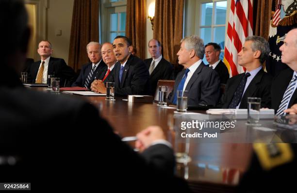 President Barack Obama names Sen. Chuck Hagel and David Boren co-chairmen of the President's Intelligence Advisory Board October 28, 2009 in the...