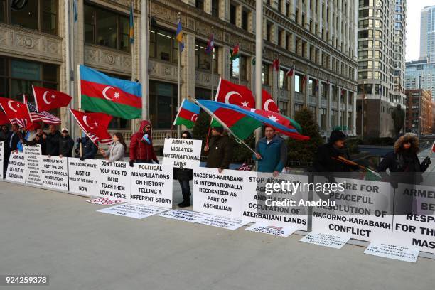 Khojaly Massacre is protested during its 26th anniversary at the Michigan Avenue, in Chicago, United States on February 25, 2018. The massacre on...