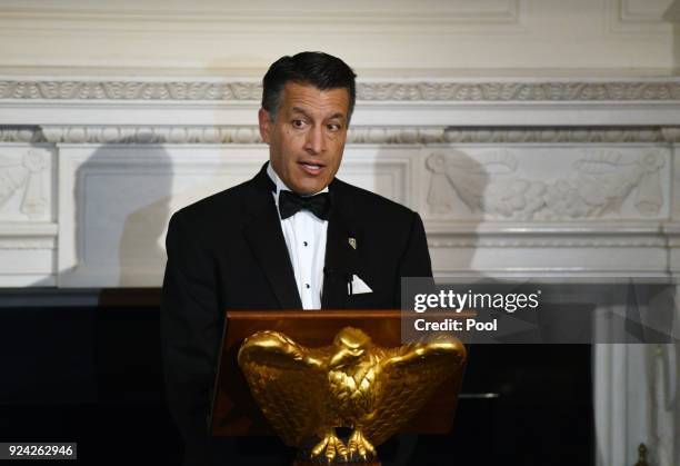 Governor Brian Sandoval speaks during the Governors' Ball in the State Dinning Room at the White House on February 25, 2018 in Washington, DC.