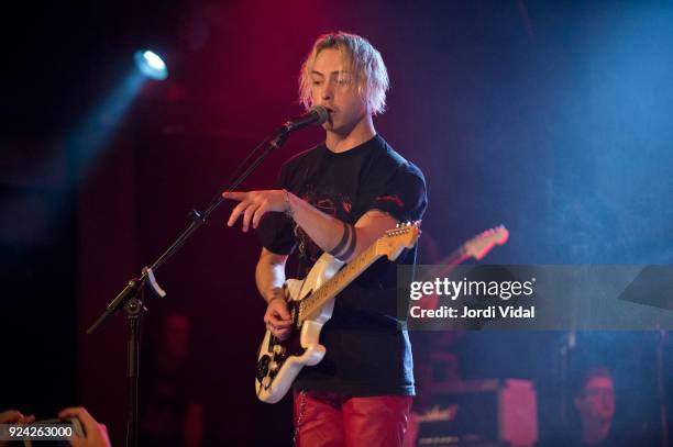 Ryan Potter of The Hunna performs on stage at Bikini on February 25, 2018 in Barcelona, Spain.