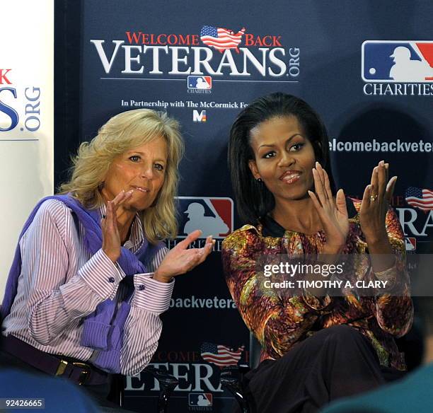 First Lady Michelle Obama and Dr. Jill Biden, wife of Vice President Joe Biden at the James J. Peters VA Medical Center in the Bronx October 28, 2009...