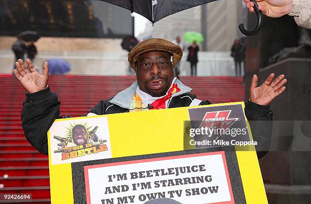 Howard Stern Wack Pack Member and TV personality Beetlejuice promotes his own reality series "This is Beetle" at The TKTS Stairs on October 28, 2009...