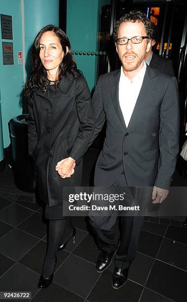 Ethan Coen and guest arrive at the premiere of 'A Serious Man' during the Times BFI London Film Festival, at the Vue Cinema Leicester Square on...