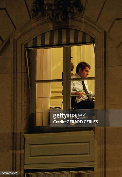 Elysee communication adviser Franck Louvrier works in an office, on October 28 at the Elysee Presidential Palace, in Paris. AFP PHOTO GERARD CERLES