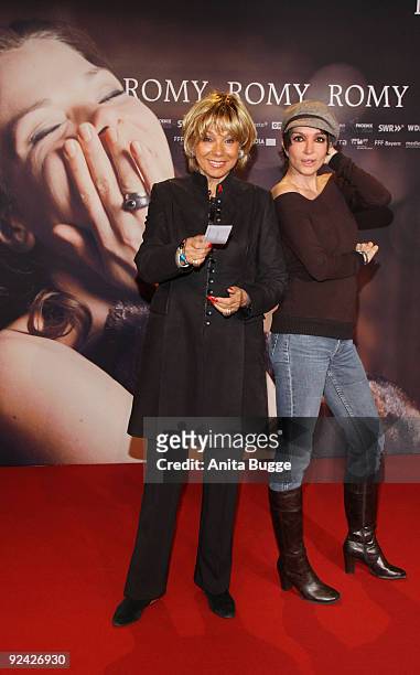 Actresses Judy Winter and Anouschka Renzi attend the premiere of 'Romy' at the Delphi cinema on October 27, 2009 in Berlin, Germany.