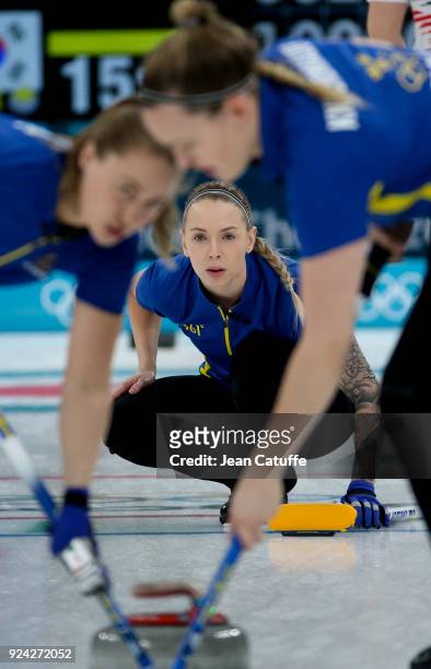 Sofia Mabergs of Sweden during the Women's Gold Medal game between Sweden and South Korea at the 2018 PyeongChang Winter Olympic Games at Gangneung...
