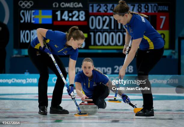 Sofia Mabergs of Sweden during the Women's Gold Medal game between Sweden and South Korea at the 2018 PyeongChang Winter Olympic Games at Gangneung...