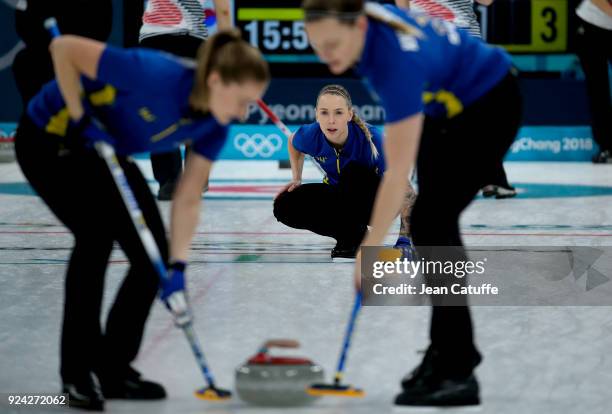 Sofia Mabergs of Sweden during the Women's Gold Medal game between Sweden and South Korea at the 2018 PyeongChang Winter Olympic Games at Gangneung...