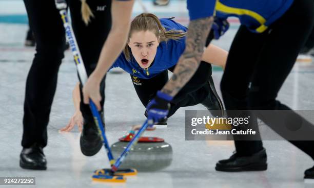 Sara McManus of Sweden during the Women's Gold Medal game between Sweden and South Korea at the 2018 PyeongChang Winter Olympic Games at Gangneung...