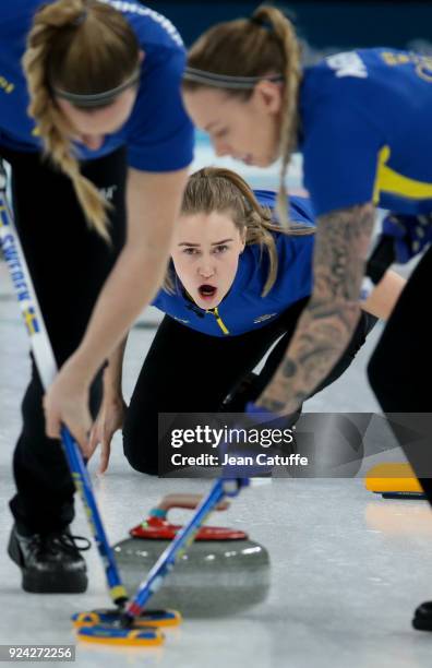 Sara McManus of Sweden during the Women's Gold Medal game between Sweden and South Korea at the 2018 PyeongChang Winter Olympic Games at Gangneung...