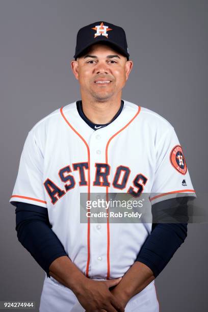 First base coach Alex Cintron of the Houston Astros poses during Photo Day on Wednesday, February 21, 2018 at the Ballpark of the Palm Beaches in...
