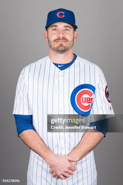 Brian Duensing of the Chicago Cubs poses during Photo Day on Tuesday, February 20, 2018 at Sloan Park in Mesa, Arizona.