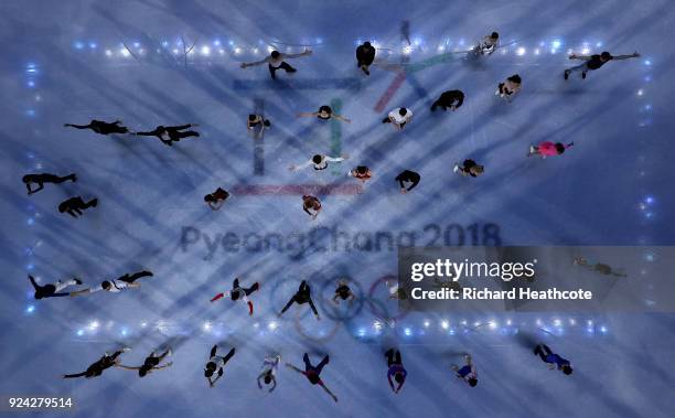 The Olympic medalists perform during the Figure Skating Gala Exhibition on day 16 of the PyeongChang 2018 Winter Olympics at Gangneung Ice Arena on...