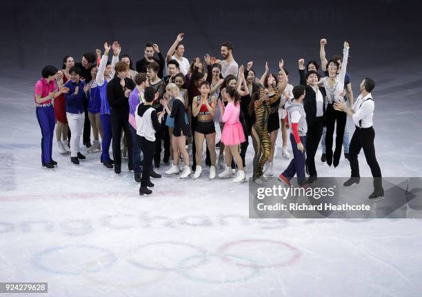 The Olympic medalists perform during the Figure Skating Gala Exhibition on day 16 of the PyeongChang 2018 Winter Olympics at Gangneung Ice Arena on...