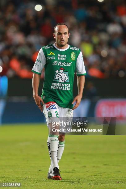 Landon Donovan of Leon looks on during the 9th round match between Pachuca and Leon as part of the Torneo Clausura 2018 Liga MX at Hidalgo Stadium on...