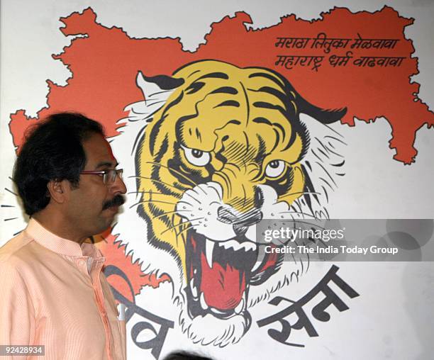 Shiv Sena's Executive President Uddhav Thackeray meets the media after the poll defeat defending party chief Bal Thackeray's recent remarks in an...