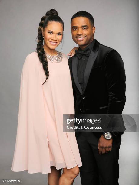 Tomasina Parrott and Larenz Tate pose for a portrait during the 2018 American Black Film Festival Honors Awards at The Beverly Hilton Hotel on...